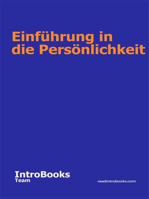 cover image of Einführung in die Persönlichkeit